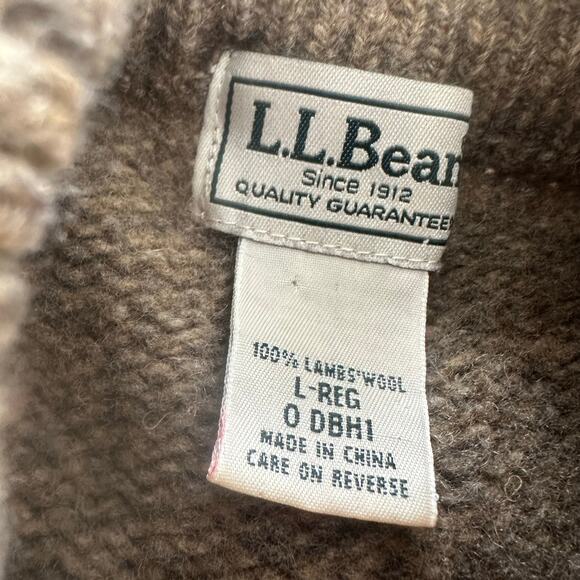 L.L. Bean Lambswool Pullover Sweater Mens Tagged Large Fits Like Medium Brown - Picture 3 of 13